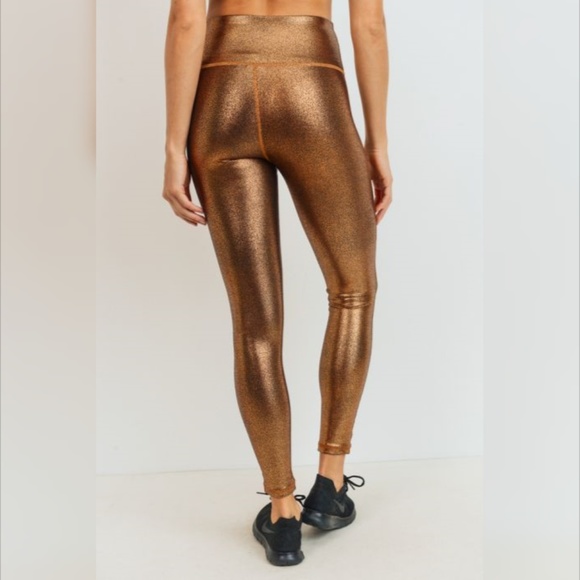 Highwaist Foil Scale Print Full Leggings - Gold - Picture 5 of 7